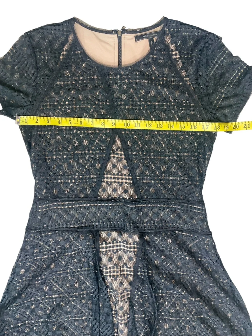 BCBGMaxAzria “Aileen” Black Lace Fit-and-Flare Mini Dress